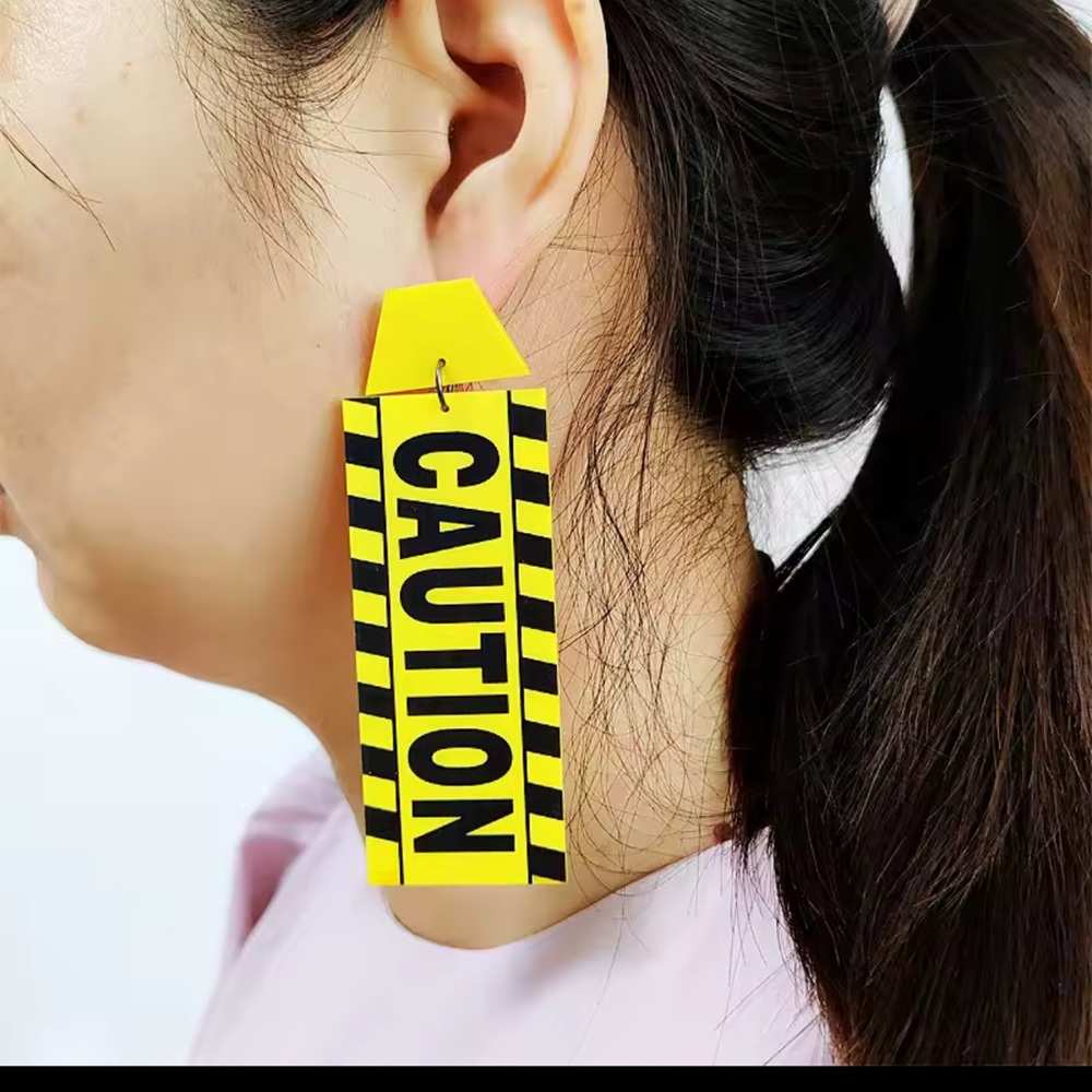 Yellow Caution Statement Earrings